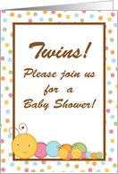 Caterpillar Mom with TWIN TWINS Baby Spring Insect Baby Shower Invitation card
