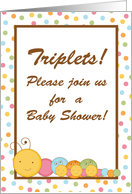 Caterpillar Mom with TRIPLET TRIPLETS Baby Spring Insect Baby Shower Invitation card