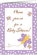 Lilac Lavender Purple Butterfly Spring Insect TRIPLETS TRIPET Baby Shower Invitation card