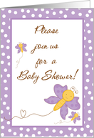 Lilac Lavender Purple Butterfly Spring Insect TWINS TWIN Baby Shower Invitation card