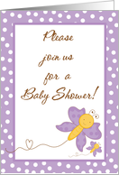 Lilac Lavender Purple Butterfly Spring Insect Baby Shower Invitation card