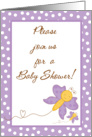 Lilac Lavender Purple Butterfly Spring Insect Baby Shower Invitation card