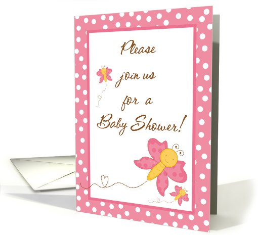 Twins Baby Shower Invitation, Pink Butterfly with 2 Baby... (750648)