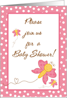 Twins Baby Shower Invitation, Pink Butterfly with 2 Baby Butterflies card