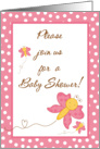 Twins Baby Shower Invitation, Pink Butterfly with 2 Baby Butterflies card