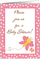 Baby Shower Invitation, Pink Butterfly with Baby Butterfly card