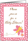 Baby Shower Invitation, Pink Butterfly with Baby Butterfly card