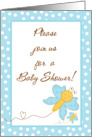 Baby Shower Invitation, Light Blue Butterfly with Baby Butterfly. card