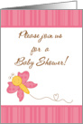 Pink Butterfly Spring Insect Baby Shower Invitation card