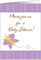Lilac Lavender Lavander Purple Butterfly Spring Insect Baby Shower Invitation card