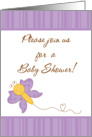 Lilac Lavender Lavander Purple Butterfly Spring Insect Baby Shower Invitation card