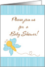 Light Blue Butterfly Spring Insect Baby Shower Invitation card