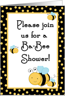 Triplets Baby Shower Invitation, Buzzing Honey Bumble Bee with 3 Baby Bees card