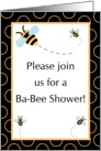 Triplets Baby Shower Invitation, Buzzing Honey Bumble Bee with # Baby Bees. card