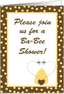 Baby Shower Invitation, Buzzing Honey Bumble Bees, Hive, Heart card