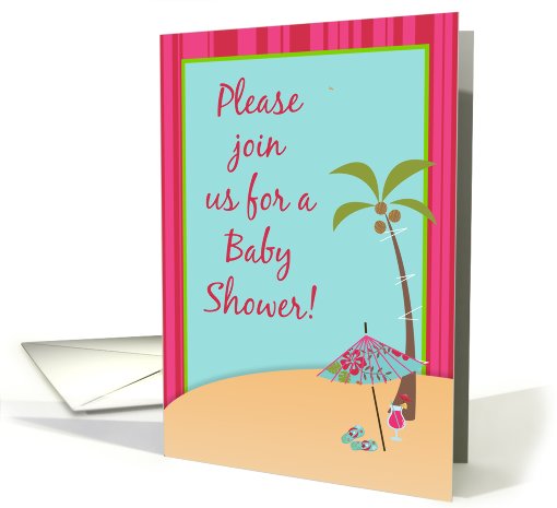 Baby Shower Invitation, Hawaiian Tropical Luau Beach Palm Tree card