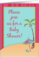 Baby Shower Invitation, Hawaiian Tropical Luau Beach Palm Tree card