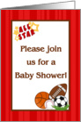 All Star MVP Sports Balls Football Basketball Baseball Soccer Baby Shower Invitation card