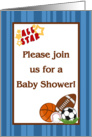 All Star MVP Sports Balls Football Basketball Baseball Soccer Baby Shower Invitation card