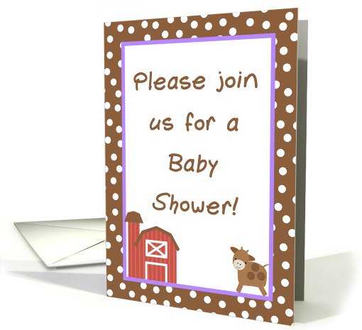 Farm Purple Barn Moo Cow Baby Shower Invitation card (752545)
