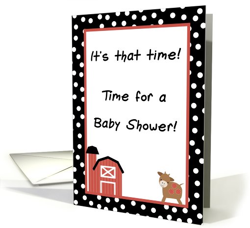 Farm Red and Black Barn Moo Cow Baby Shower Invitation card (752552)