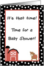 Farm Red and Black Barn Moo Cow Baby Shower Invitation card