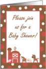 Farm Red Barn Moo Cow Sheep Horse Pig Rooster Farm Animals Baby Shower Invitation card