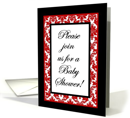 Red and Black Damask Lace Print Fabric Pattern Baby Shower... (752578)