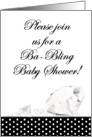 Black and White Polka Dot Diamond like Bling Baby Shower Invitation card
