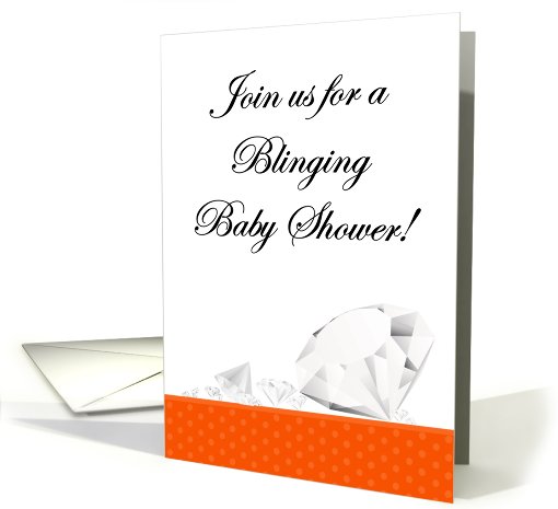 Orange and White Polka Dot Diamond like Bling Baby Shower... (752687)