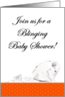 Orange and White Polka Dot Diamond like Bling Baby Shower Invitation card