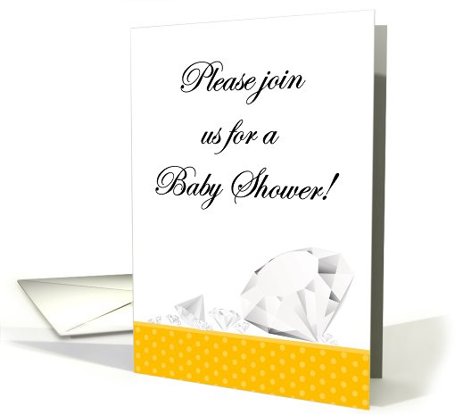 Yellow and White Polka Dot Diamond like Bling Baby Shower... (752697)