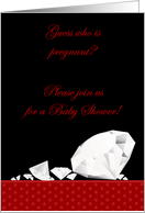 Crimson Red and Black Polka Dot Diamond like Bling Baby Shower Invitation card