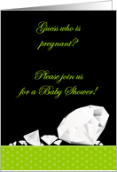 Lime Green and Black Polka Dot Diamond like Bling Baby Shower Invitation card