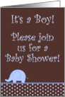 Boy Blue Elephant Polka Dot Baby Shower Invitation card