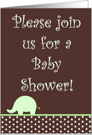 Green Gender Neutral Elephant Polka Dot Baby Shower Invitation card