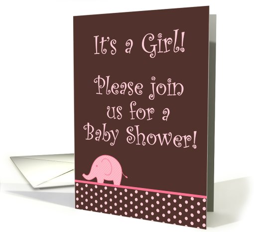 Girly Pink Elephant Polka Dot Baby Shower Invitation card (753023)