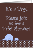 Boy Blue Elephant Polka Dot Baby Shower Invitation card