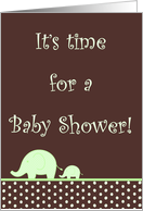 Green Gender Neutral Elephant Polka Dot Baby Shower Invitation card