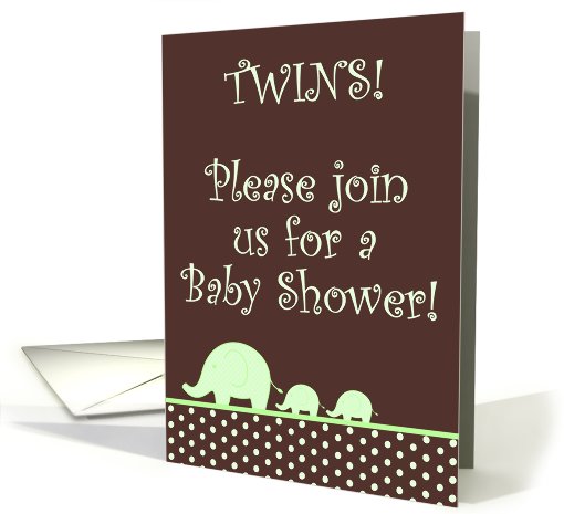 Green Gender Neutral Elephant TWINS Polka Dot Baby Shower... (753028)