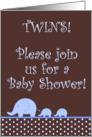 Boy Blue Elephant TWINS Polka Dot Baby Shower Invitation card