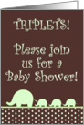 Green Gender Neutral Elephant TRIPLETS Polka Dot Baby Shower Invitation card