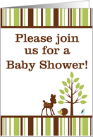 Woodland Forrest Animals Baby Deer Bird Porcupine Baby Shower Invitation card