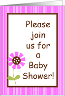 Girly Girl Pink Spring Time Flowers Floral Foliage Baby Shower Invitation card