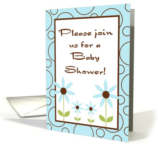 Light Blue Spring Time Flowers Floral Foliage Baby Shower... (753457)