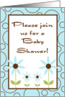 Light Blue Spring Time Flowers Floral Foliage Baby Shower Invitation card