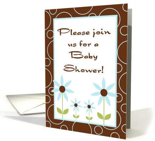 Light Blue Spring Time Flowers Floral Foliage Baby Shower... (753469)