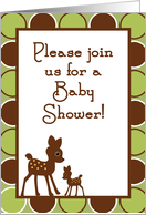 Forrest Woodland Animals Deer Mom and Baby Deer Baby Shower Invitation card