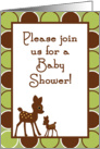 Forrest Woodland Animals Deer Mom and Baby Deer Baby Shower Invitation card