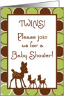 Forrest Woodland Animals Deer Mom and TWIN Baby Deer’s Baby Shower Invitation card